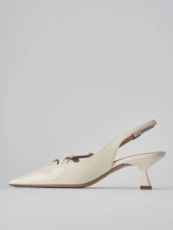Décolleté e slingback tacco 6cm vernice bianco