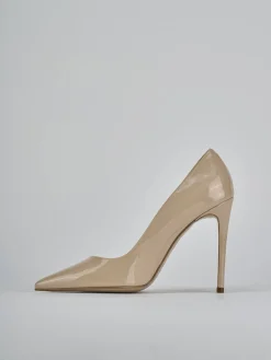 Décolleté e slingback tacco 10cm vernice beige