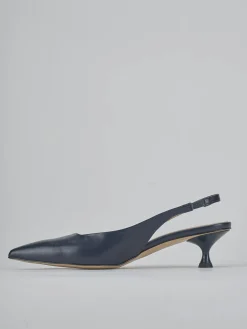 Décolleté e slingback tacco 4cm pelle blu