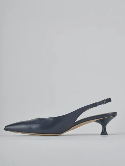 Décolleté e slingback tacco 4cm pelle blu