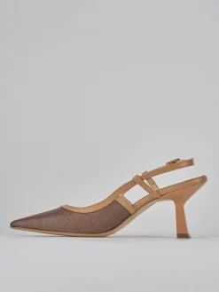 Décolleté e slingback tacco 7cm pelle testa