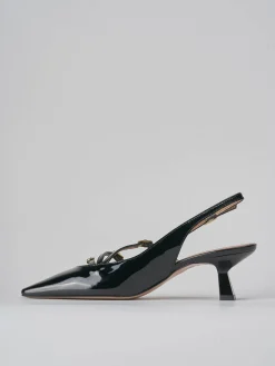 Décolleté e slingback tacco 6cm vernice nero