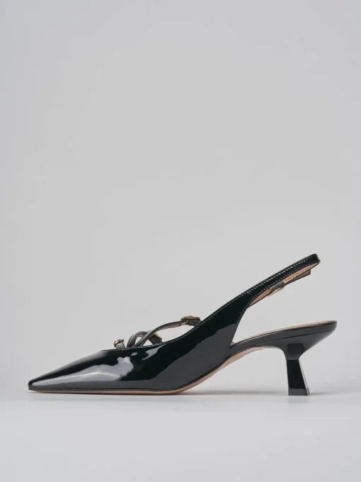 Décolleté e slingback tacco 6cm vernice nero