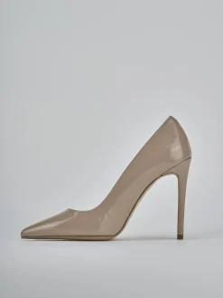 Décolleté e slingback tacco 10cm vernice beige