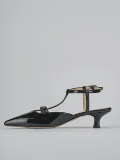 Décolleté e slingback tacco 4cm vernice nero