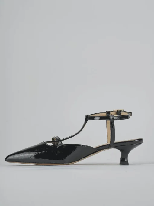 Décolleté e slingback tacco 4cm vernice nero