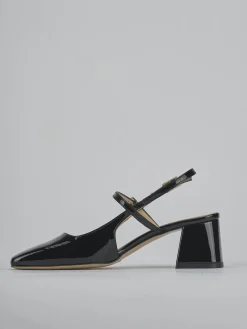 Décolleté e slingback tacco 5cm vernice nero