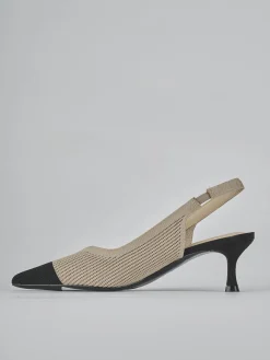 Décolleté e slingback tacco 5cm pelle beige