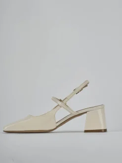 Décolleté e slingback tacco 5cm vernice bianco