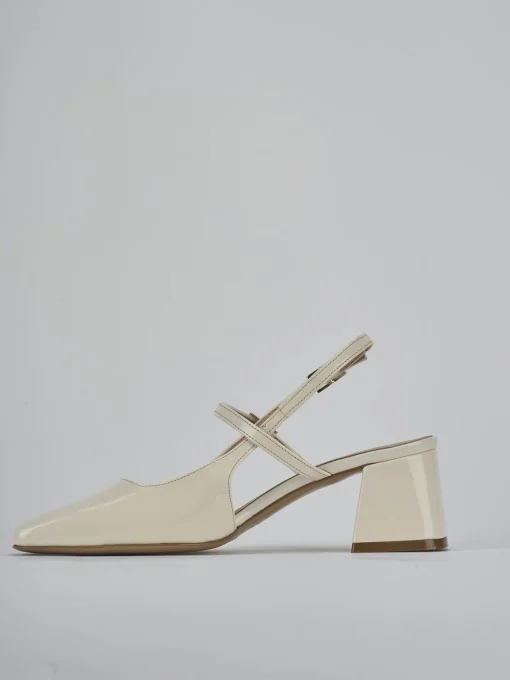 Décolleté e slingback tacco 5cm vernice bianco