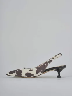 Décolleté e slingback tacco 4cm cavallino bianco