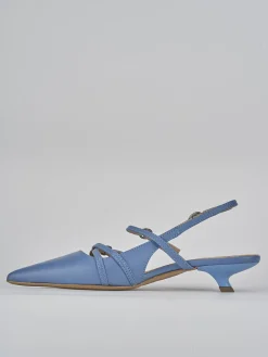 Décolleté e slingback tacco 3cm pelle jeans