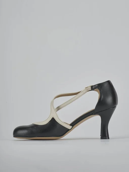 Décolleté e slingback tacco 6cm pelle nero