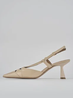 Décolleté e slingback tacco 7cm pelle beige