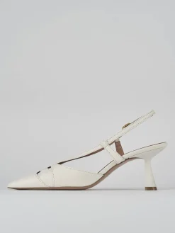 Décolleté e slingback tacco 7cm pelle bianco
