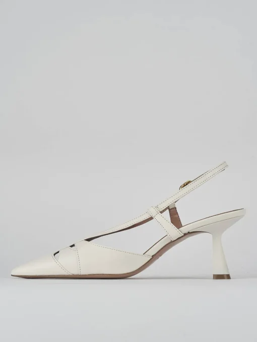 Décolleté e slingback tacco 7cm pelle bianco