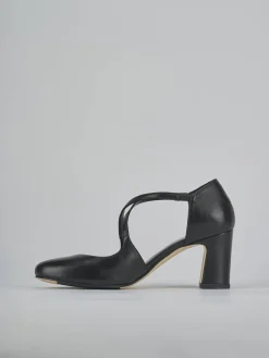 Décolleté e slingback tacco 7cm pelle nero