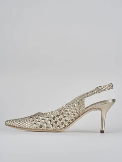 Décolleté e slingback tacco 7cm pelle oro