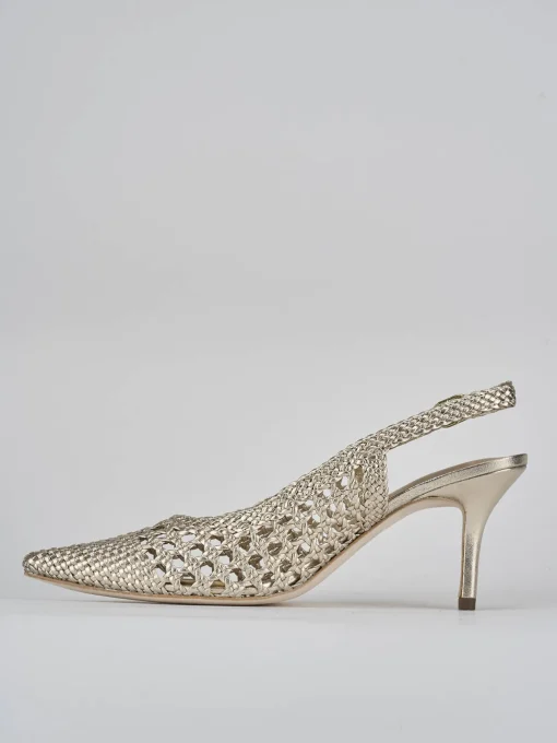 Décolleté e slingback tacco 7cm pelle oro