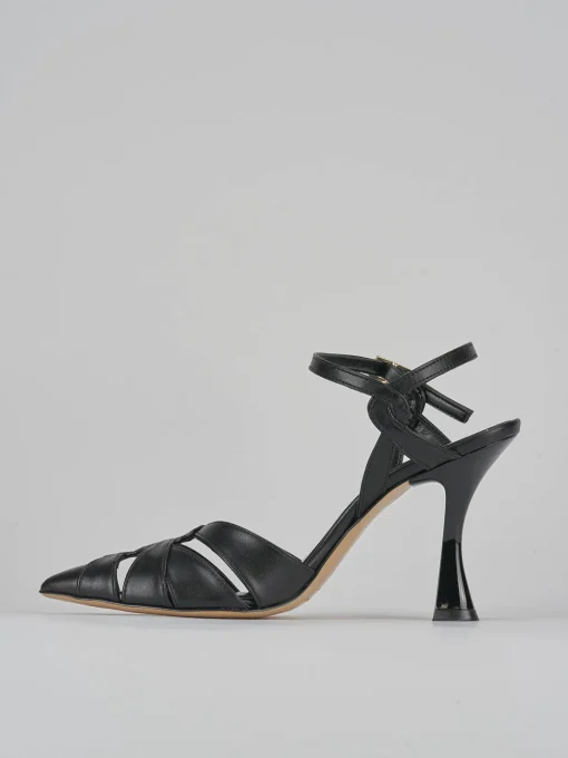 Décolleté e slingback tacco 9cm pelle nero