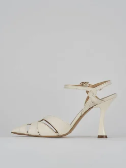 Décolleté e slingback tacco 9cm pelle bianco