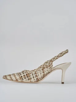 Décolleté e slingback tacco 7cm pelle beige