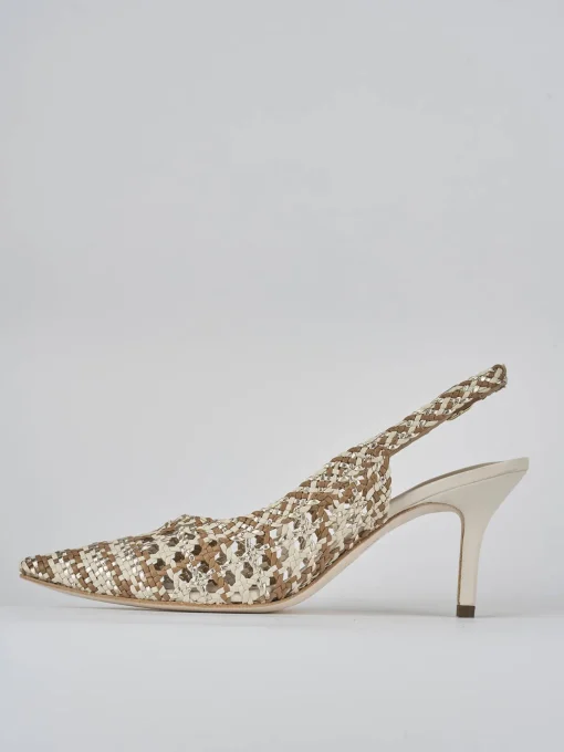 Décolleté e slingback tacco 7cm pelle beige