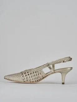 Décolleté e slingback tacco 5cm pelle oro