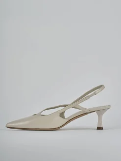 Décolleté e slingback tacco 5cm pelle beige