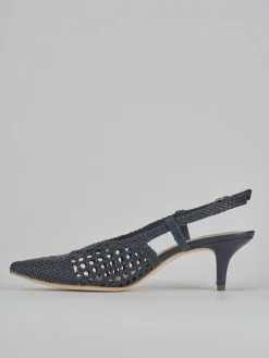 Décolleté e slingback tacco 5cm pelle blu