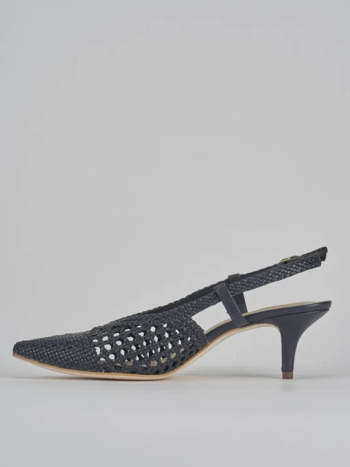 Décolleté e slingback tacco 5cm pelle blu
