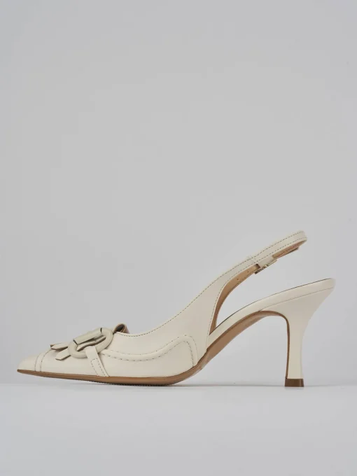 Décolleté e slingback tacco 7cm pelle bianco