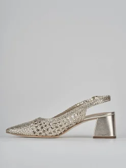 Décolleté e slingback tacco 5cm pelle oro