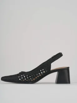 Décolleté e slingback tacco 5cm pelle nero