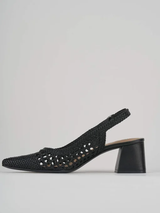 Décolleté e slingback tacco 5cm pelle nero