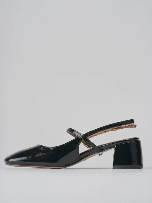 Décolleté e slingback tacco 5cm vernice nero