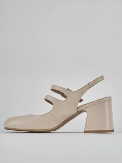 Décolleté e slingback tacco 5cm pelle beige