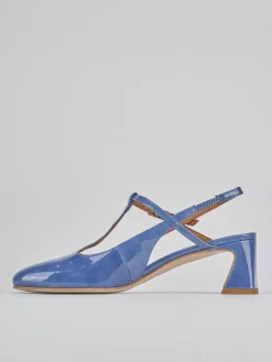 Décolleté e slingback tacco 5cm pelle jeans
