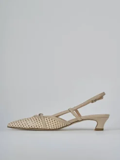 Décolleté e slingback tacco 4cm pelle beige