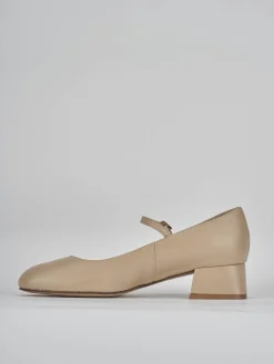 Décolleté e slingback tacco 4cm pelle marrone