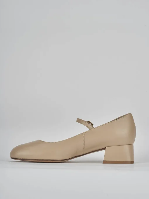 Décolleté e slingback tacco 4cm pelle marrone