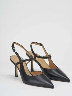Décolleté e slingback tacco 7cm pelle nero
