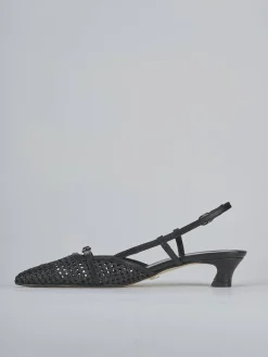 Décolleté e slingback tacco 4cm pelle nero