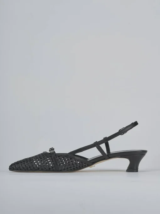 Décolleté e slingback tacco 4cm pelle nero