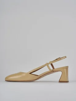 Décolleté e slingback tacco 5cm pelle marrone