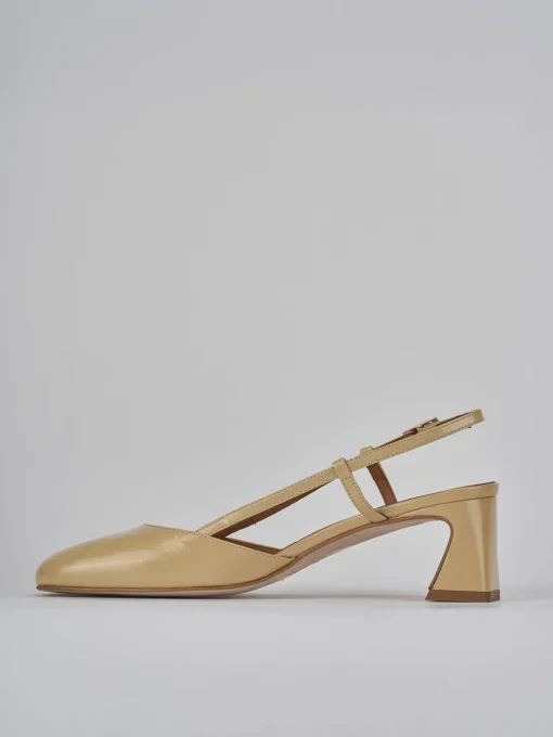 Décolleté e slingback tacco 5cm pelle marrone