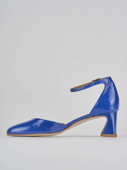 Décolleté e slingback tacco 5cm pelle blu