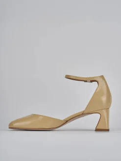 Décolleté e slingback tacco 5cm pelle marrone