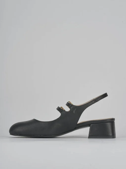 Décolleté e slingback tacco 4cm pelle nero
