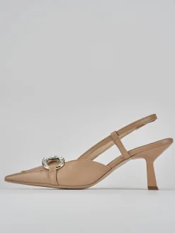 Décolleté e slingback tacco 7cm pelle beige